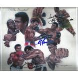 Muhammad Ali "The Greatest" 10x10 montage print signed by Joe Frasier, George Foreman and Ken Norton