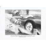 Stirling Moss signed 10 x 8 colour Motor Racing rain spray action photo to Justin. Good Condition.