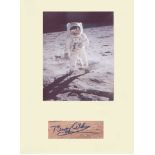 Apollo11 Astronaut Buzz Aldrin. Signature mounted with iconic vizor shot of Aldrin on the moon.