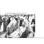 Stirling Moss signed 10 x 8 b/w Motor Racing Brands Hatch GP Magazine photo to Justin. Good