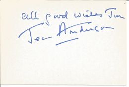 Jean Anderson signed 6x4 white card. Dedicated. Good Condition. All signed pieces come with a