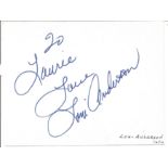 Loni Anderson signed 6x4 white card. Dedicated. Good Condition. All signed pieces come with a