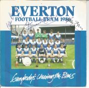 Colin Harvey, Howard Kendall, Alan Ball signed Everton Football Team 1986 45rpm record sleeve,