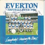 Colin Harvey, Howard Kendall, Alan Ball signed Everton Football Team 1986 45rpm record sleeve,