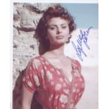Sophia Loren signed 10 x 8 inch photo. Good Condition. All signed pieces come with a Certificate