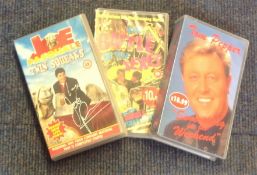 VHS video signed collection. 3 in total. Al signed. Includes Joe Pasquale twin squeaks, Tom Pepper