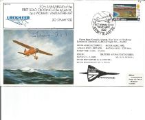 Sheila Scott OBE (Solo Round the World pilot)signed Aviation flown cover. RAF FF38 - 50th