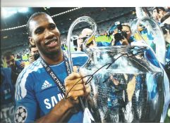 Football Didier Drogba 8x12 signed colour photo pictured with the champions league trophy while