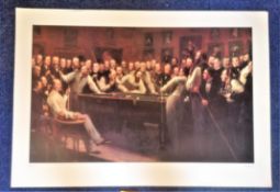 Snooker print 37x28 approx titled The Billiard Room by the artist Henry O'Neill depicting an early