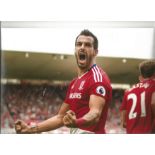 Football Alvaro Negredo 8x12 signed colour photo pictured celebrating while playing for