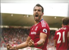 Football Alvaro Negredo 8x12 signed colour photo pictured celebrating while playing for