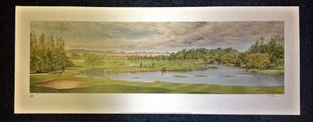 Golf Print 14x35 approx titled Practice swing at the Belfry signed in the pencil by the artist