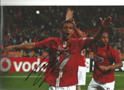 Football Nani 8x12 signed colour photo pictured celebrating while playing for Manchester United.