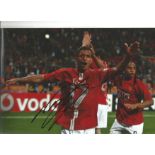 Football Nani 8x12 signed colour photo pictured celebrating while playing for Manchester United.