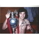 Football Peter Cormack 8x12 signed colour photo pictured with the League Championship trophy