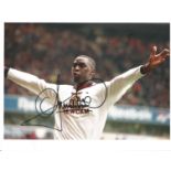 Football Andy Cole 10x8 signed colour photo pictured celebrating while playing for Manchester