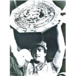 Football Kevin Ratcliffe signed 16x12 black and white photo pictured lifting the Charity Shield