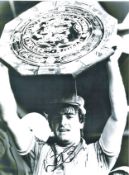 Football Kevin Ratcliffe signed 16x12 black and white photo pictured lifting the Charity Shield