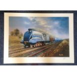 Railway Print 20x28 approx titled Mallard -3rd July 1938 signed in pencil by the artist Barry