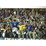 Football Emile Heskey 12x8 signed colour photo pictured celebrating while playing for Leicester