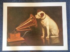 His Masters Voice print approx 32x25 by the artist Francis Barraud. Good Condition. We combine