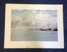The City of London from the Thames23x30 print from the watercolour by the artist Roland Hilder. Good