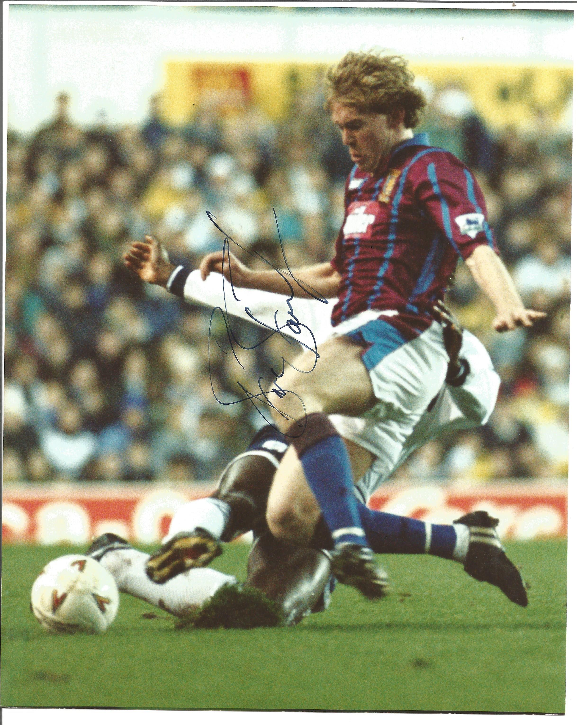 Football Steve Staunton 10x8 signed colour photo pictured in action for Aston Villa. Good Condition.