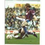Football Steve Staunton 10x8 signed colour photo pictured in action for Aston Villa. Good Condition.