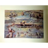 Horse Racing print 24x30 approx titled "Studies of Cheltenham Winners" signed in pencil by the