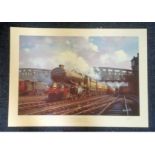 Railway Print 20x27 titled King George V leaving Paddington signed in pencil by the artist Barry