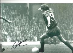 Football Steve Heighway 8x12 signed black and white photo pictured in action for Liverpool F. C.