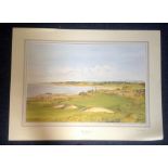 Golf Print approx 33x25 title Royal Dornoch The 10th Fuaran signed by the artist Bill Waugh