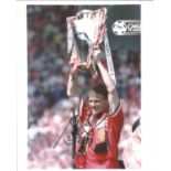 Football Teddy Sheringham 10x8 signed colour photo pictured celebrating while with Manchester