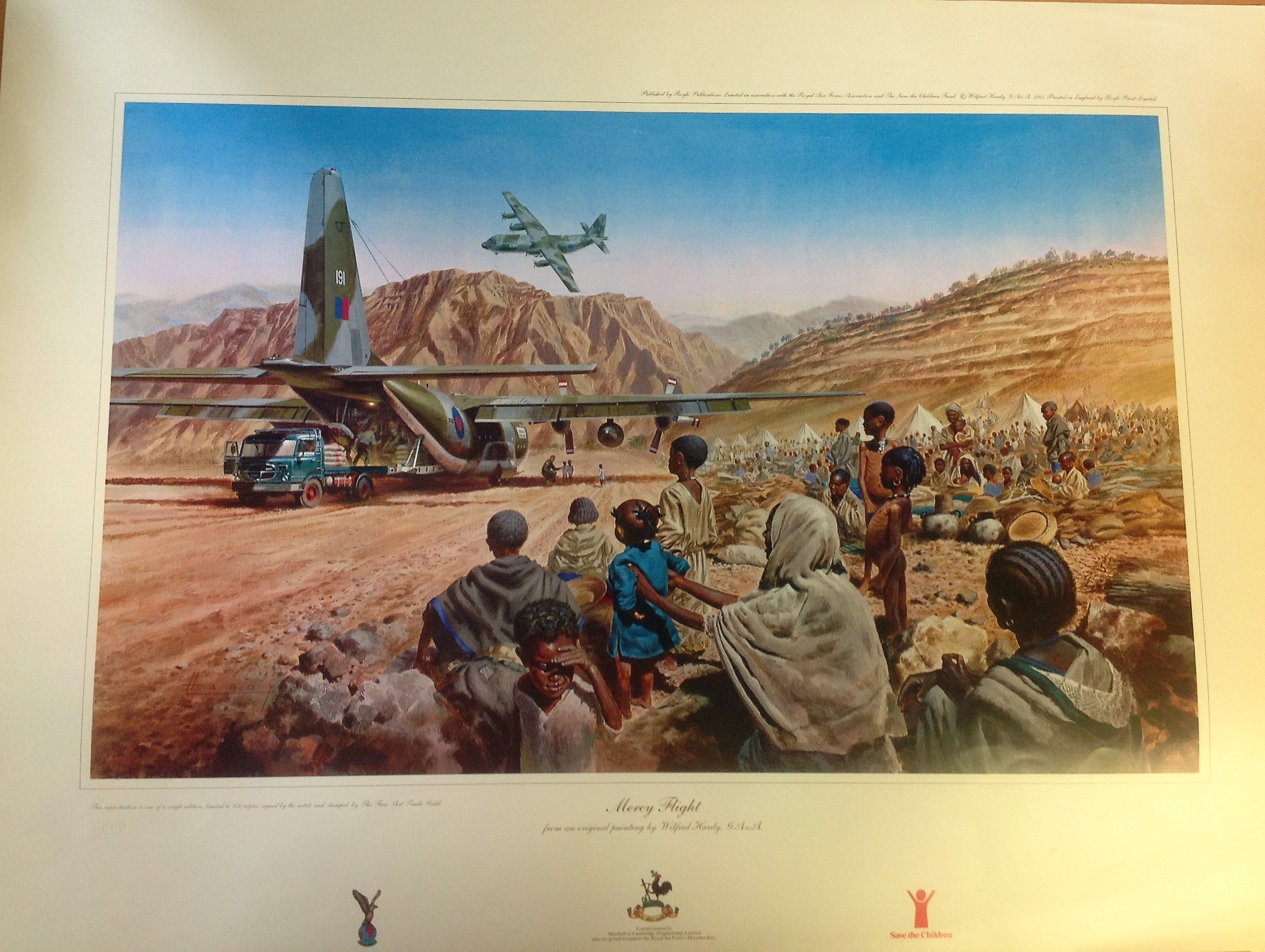 Military Print approx 32x24 RAF print titled Mercy Flight by the artist Wilfred Hardy this