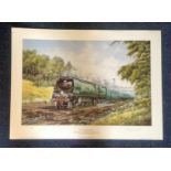 Railway Print 32x20 approx titled West Country Express signed in pencil by the artist Chris Woods