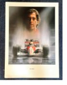 Ayrton Senna 32x20 approx print titled The Hero by the artist S. Coffield picturing the legendary
