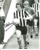 Football Bobby Moncur 10x8 signed black and white photo pictured leading Newcastle United out