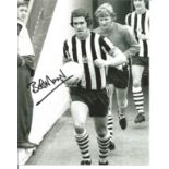 Football Bobby Moncur 10x8 signed black and white photo pictured leading Newcastle United out