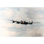 RAF 11X16 Lancaster Memorial Flight colour photo signed by FL Lt Mike Chatterton. Good Condition. We