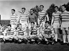 Football Celtic Lisbon Lions multisigned 16x12 black and white photo signatures include Jim Craig,