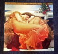 Flaming June print 25x25 approx by the artist Sir Frederic Leighton. Flaming June is a painting by