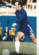 Football Ron Harris 12x8 signed colour photo pictured in action for Chelsea F. C. Good Condition.