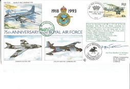 AM Sir John Willis KCB, CBE (OC No. 27 Sqn. , RAF Marham) signed RAF 75th Anniversary flown