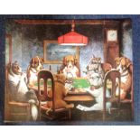 Dogs Playing Poker print approx 30x24 by the Coolinge. Good Condition. We combine postage on