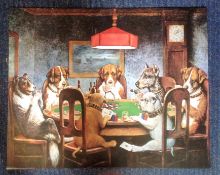 Dogs Playing Poker print approx 30x24 by the Coolinge. Good Condition. We combine postage on