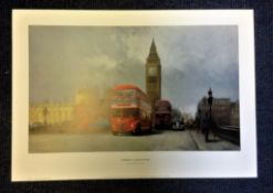 London print 16x28 titled Westminster 66 London's Red Buses by the artist David Shepherd . Good