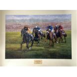 Horse Racing Print Lester Piggott signed 21x28 titled Living Legend, Lester Piggott and Teenoso