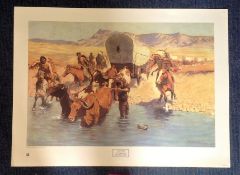 Wild West Print titled The Emigrants 22x28 approx by the artist Frederic Remington (American 1861-