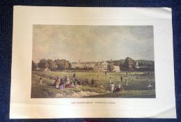 Cricket Print 33x20 approx titled The Cricket Match Tonbridge School picturing an early game of