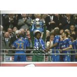 Football David James 8x12 signed colour photo pictured lifting FA Cup while playing for